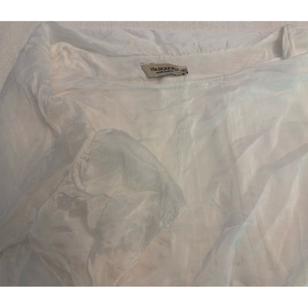 Via SIGNORIA Small Shirt Top‎ Silk Blend Embroidered Layered Lined Made in Italy